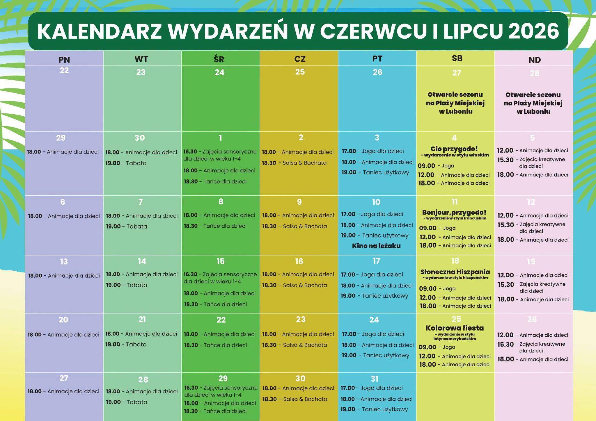 Plaża Miejska w Luboniu otwiera sezon. Wakacyjne atrakcje potrwają do końca sierpnia